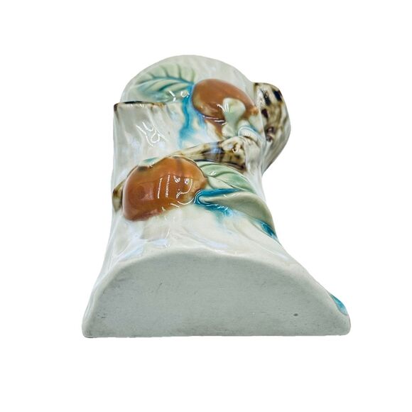 Vintage Wall Pocket Tree Stump with Peaches or Apples & Leaves on a Branch - Picture 5 of 10